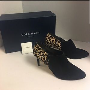 New Cole Haan Cheetah print calf hair suede bootie